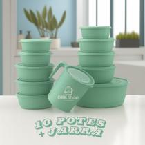 Conjunto 10 Potes 1 Jarra Marmita Organizador Plasticos