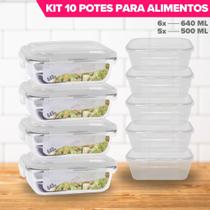Conjunto 10 Potes 640ml Vidro Hermético 4 Travas Marmita Conjunto 10 Potes 640ml Vidro Hermético 4 Travas Marmita