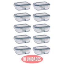 Conjunto 10 Potes c Divisória Vidro Marmita Vedação 1040ml Conjunto 10 Potes c Divisória Vidro Marmita Vedação 1040ml
