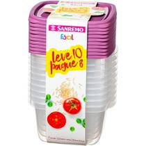 Conjunto 10 potes de 800ml hermetrico Sanremo com alça para manuseio Conjunto 10 potes de 800ml hermetrico Sanremo com alça para manuseio