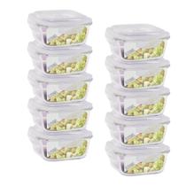 Conjunto 10 Potes de Vidro 520ml Hermético 4 Travas Marmita