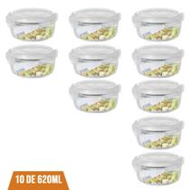 Conjunto 10 Potes De Vidro 620ml Hermético 4 Travas Marmita