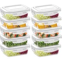 Conjunto 10 Potes De Vidro Hermetico 640ml Marmita Porta-Mantimentos Retangular Conjunto 10 Potes De Vidro Hermetico 640ml Marmita Porta-Mantimentos Retangular