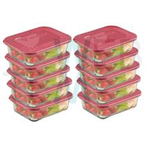 Conjunto 10 Potes de Vidro Vitazza 1L para Marmita Sustentáveis, Retangulares e Perfeitos para Armazenamento de Alimentos no Microondas e Freezer Conjunto 10 Potes de Vidro Vitazza 1L para Marmita Sustentáveis, Retangulares e Perfeitos para Armazenamento de Alimentos no Microondas e Freezer