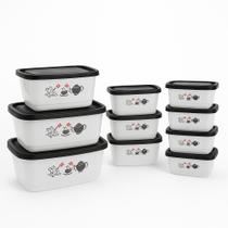 Conjunto 10 Potes Organizadores De Alimento Para Cozinha Decorados