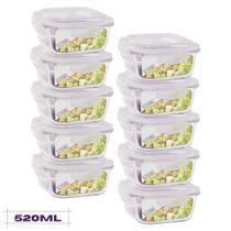 Conjunto 10 Potes Quadrado Mantimentos Vidro 520 ml