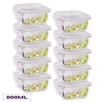 Conjunto 10 Potes Quadrado Mantimentos Vidro 800 ml