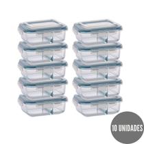 Conjunto 10 Potes Retangular c Divisória 1040ml Marmita Fit Conjunto 10 Potes Retangular c Divisória 1040ml Marmita Fit