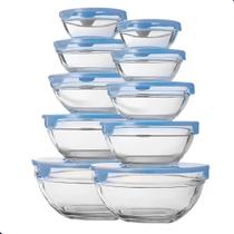 Conjunto 10 Potes Tigelas Vasilhas Bowls Em Vidro Com Tampa