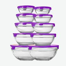 Conjunto 10 Potes Tigelas Vasilhas Bowls Em Vidro Com Tampa Conjunto 10 Potes Tigelas Vasilhas Bowls Em Vidro Com Tampa