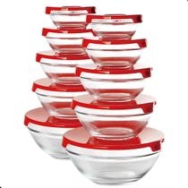 Conjunto 10 Potes Tigelas Vasilhas Bowls Em Vidro Com Tampa Conjunto 10 Potes Tigelas Vasilhas Bowls Em Vidro Com Tampa