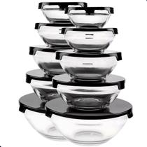 Conjunto 10 Potes Tigelas Vasilhas Bowls Em Vidro Com Tampa