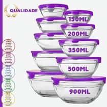 Conjunto 10 Potes Tigelas Vasilhas Bowls Em Vidro Com Tampa - UD Brasil