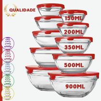 Conjunto 10 Potes Tigelas Vasilhas Bowls Em Vidro Com Tampa - UD Brasil