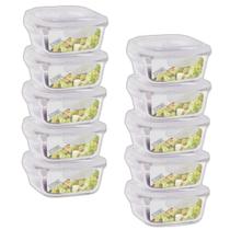 Conjunto 10 Potes Vidro 320Ml Hermético 4 Travas Alimentos