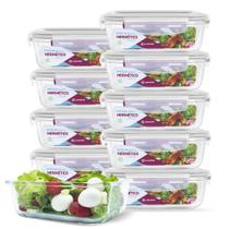 Conjunto 10 Potes Vidro Hermético Marmita Mantimento 640ml