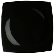 Conjunto 10 Pratos Rasos Sushi 21cm Porcelana Preto Oriental Germer Quadrado Sobremesa