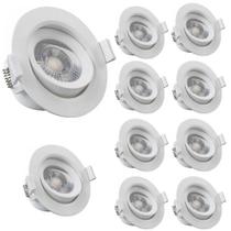 Conjunto 10 Spot Led Redondo Embutir 3W Branco Frio 6500k Bivolt - Luz Fria e Econômica com Alta Durabilidade