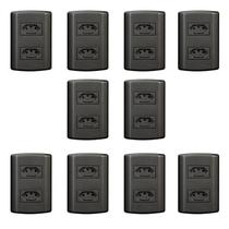 Conjunto 10 Tomadas 2P+T 20A 250V Pluzie Modular 4x2 Grafite Preto