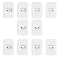 Conjunto 10 Tomadas Pluzie 2P+T 10A Modular 4x2 com Placa Branco 250V Conjunto 10 Tomadas Pluzie 2P+T 10A Modular 4x2 com Placa Branco 250V