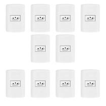 Conjunto 10 Tomadas Pluzie 2P+T 10A Modular 4x2 com Placa Branco 250V