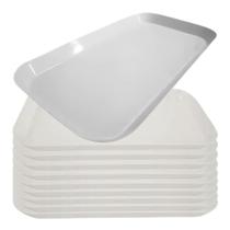 Conjunto 10 Travessas De Melamina Branca Kit De Prato Retangular 10 Peças Bandeja Decorativa 31x16cm Para Buffet Bestfer