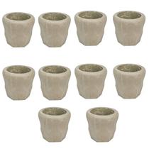 Conjunto 10 Vasos de concreto Artesanal Bowling 9,5cm Cinza