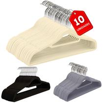 Conjunto 10un Cabide Veludo Slim Sem Costura Adulto Antideslizante 42cm Conjunto 10un Cabide Veludo Slim Sem Costura Adulto Antideslizante 42cm