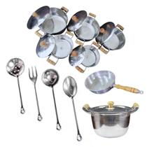 Conjunto 11 Peças Alumínio Fundido Rústico 5 Panelas (16 a 24) 1 Frigideira 1 Caldeirão 4 Talheres