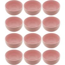 Conjunto 12 Bowls de Cerâmica Rosa 680ml Servir Açaí Caldos Frutas Petiscos Cronus Lyor