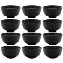 Conjunto 12 Bowls Melamina Lyor Tóquio Preto Oriental 450ml Pote Redondo Restaurante