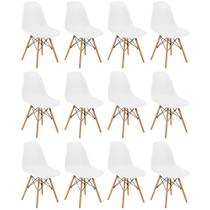 Conjunto 12 Cadeiras Charles Eames Eiffel Wood Base Madeira - Branca Conjunto 12 Cadeiras Charles Eames Eiffel Wood Base Madeira - Branca