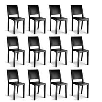 Conjunto 12 Cadeiras de Plástico Polipropileno Empilhável Hydra Plus Preto