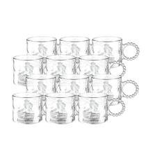 Conjunto 12 Caneca Xícara Café Vidro 300ml Chá Alça de Bolinhas Transparente Copo Leite Cappuccino Chocolate Quente Presente Mae Conjunto 12 Caneca Xícara Café Vidro 300ml Chá Alça de Bolinhas Transparente Copo Leite Cappuccino Chocolate Quente Presente Mae