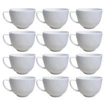 Conjunto 12 Canecas De Melamina Jumbo 735ml Tigelas Redondas Brancas Com Alça Kit 12 Cumbucas Para Sopa Bowl Bestfer
