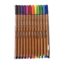 Conjunto 12 Canetas Coloridas Ponta Fina School Basics