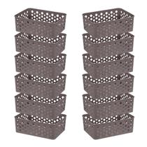 Conjunto 12 Cestos Multiuso Empilhável Organizador De Gavetas Lavanderia Prático Versátil Decorativo