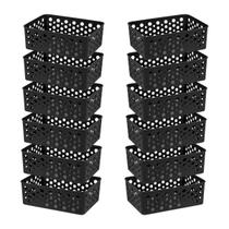 Conjunto 12 Cestos Multiuso Empilhável Organizador De Gavetas Lavanderia Prático Versátil Decorativo