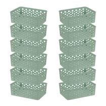 Conjunto 12 Cestos Multiuso Empilhável Organizador De Gavetas Lavanderia Prático Versátil Decorativo