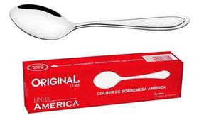 Conjunto 12 Colher de Sobremesa Doces Bolo P/ Restaurante Buffet Cafeteria Jogo Colheres Inox
