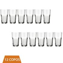 Conjunto 12 Copo Bristol Transparente 340ml Vidro Drinks