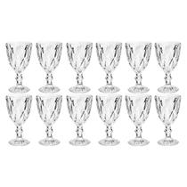 Conjunto 12 Copo Transparente Taça Diamante Agua Vinho 300ml Conjunto 12 Copo Transparente Taça Diamante Agua Vinho 300ml