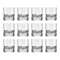 Conjunto 12 Copos Amassadinho 250ml Vidro Temperado Whisky