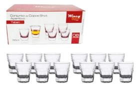 Conjunto 12 Copos Shot 55ml Vidro Quadrado