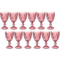 Conjunto 12 Copos Taça Lilás Diamante 300ml Para Agua Vinho Conjunto 12 Copos Taça Lilás Diamante 300ml Para Agua Vinho