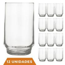 Conjunto 12 Copos Vidro Transparente 300ml Lights Suco Nadir
