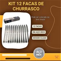 Conjunto 12 Facas de Churrasco Inox Presente Casamento Casa - FRATELLI