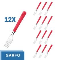 Conjunto 12 Garfos Aço Inox Cabo Plástico Vermelho Luna