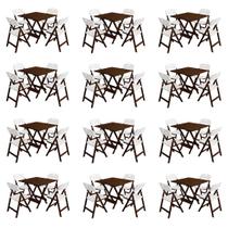 Conjunto 12 Jogos Mesa Dobrável Elegance 70x70 8 Ripas 4 Cadeiras Imbuia Polipropileno - Branco Conjunto 12 Jogos Mesa Dobrável Elegance 70x70 8 Ripas 4 Cadeiras Imbuia Polipropileno - Branco