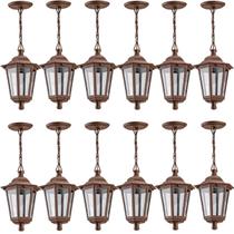 Conjunto 12 Luminárias de Teto Pendentes Vintage Marrom 58cm Decoração Recepção Sala Varanda Conjunto 12 Luminárias de Teto Pendentes Vintage Marrom 58cm Decoração Recepção Sala Varanda